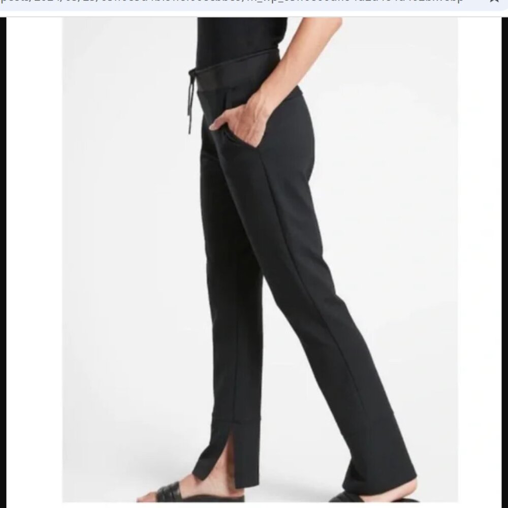 Athleta Hermosa Pant Drawstring Waist Ponte Knit Split Hem Small EUC